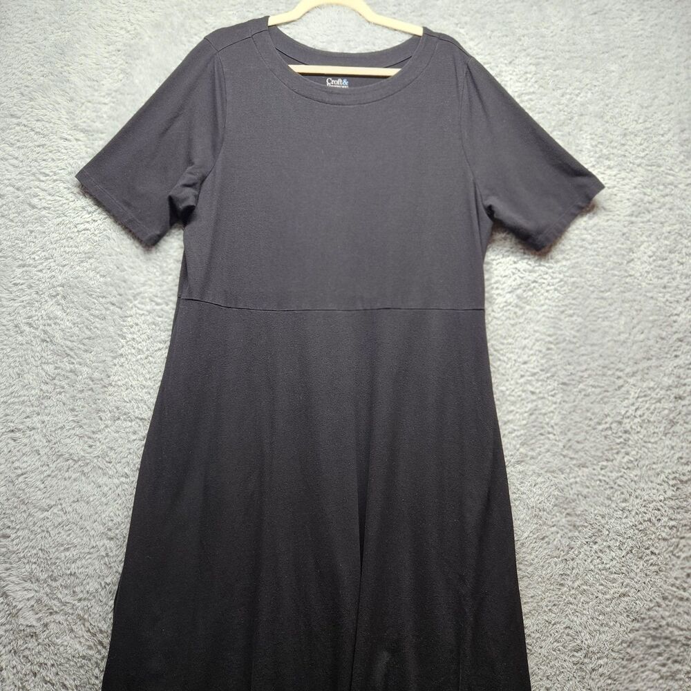 Croft & Barrow Womens Black Midi Dress Size 2X Cotton Stretch Casual